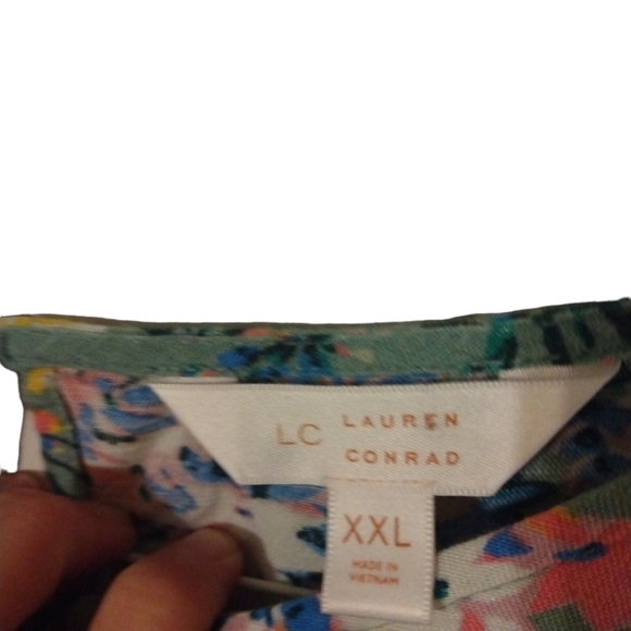 Lauren Conrad Floral Button Accented Peasant Top Plus Size XXL - Picture 2 of 11